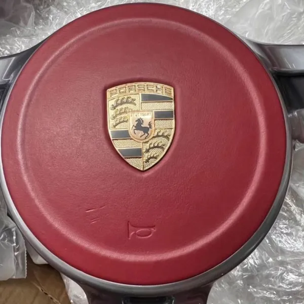 Porsche Red Full Leather steering wheel - Image 4