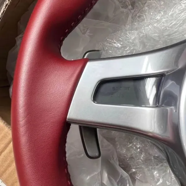 Porsche Red Full Leather steering wheel - Image 3