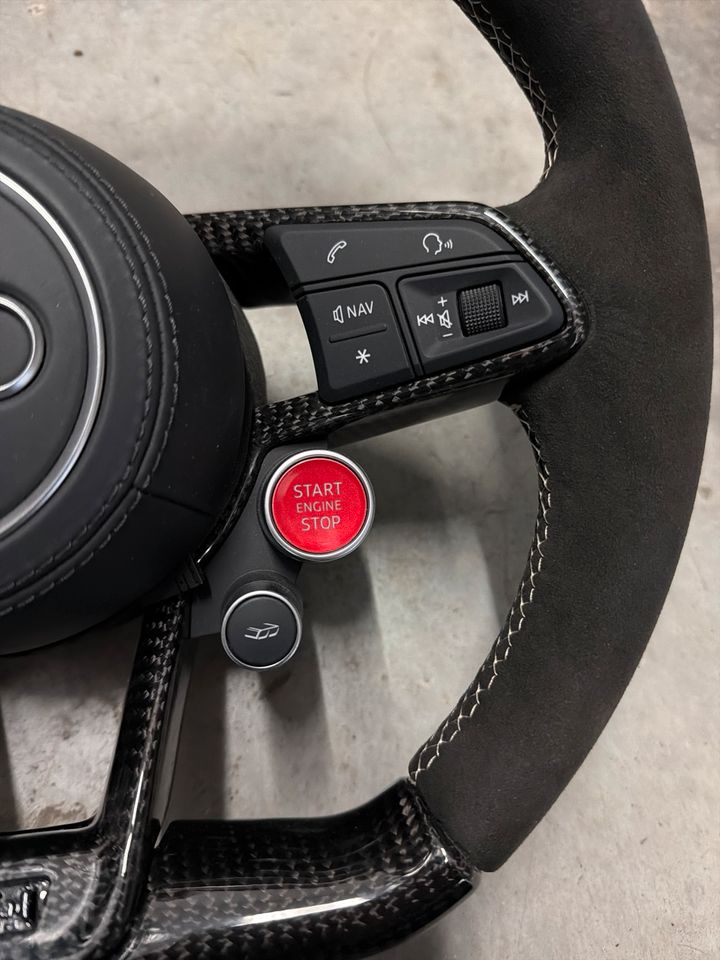 Audi R8 (4S) Performance Steering Wheel – Carbon & Alcantara – White Stitching – Complete with Airbag - Image 3