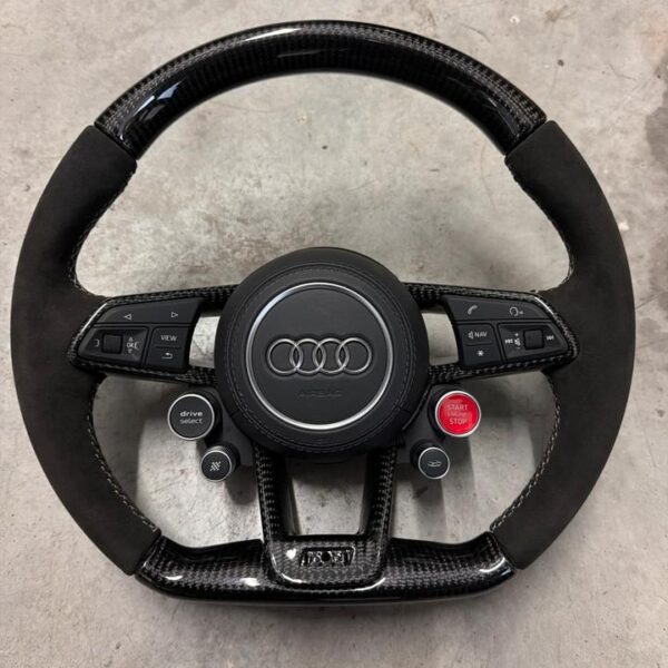 Audi R8 (4S) Performance Steering Wheel – Carbon & Alcantara – White Stitching – Complete with Airbag